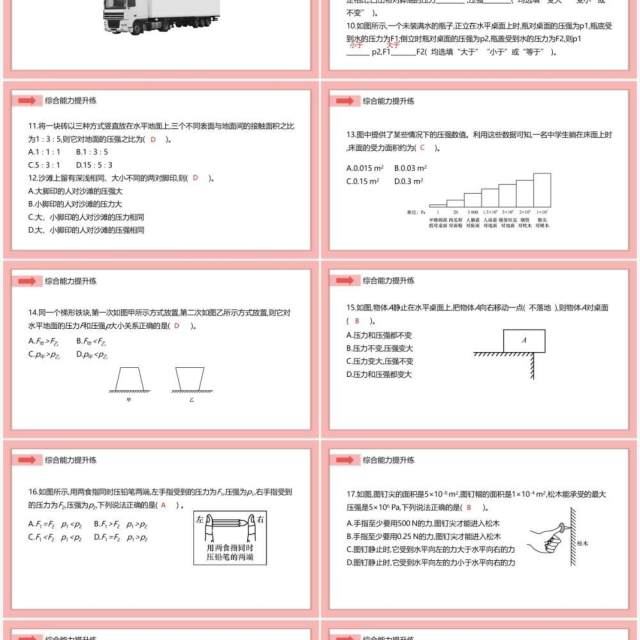 部编版八年级物理下册压强课件PPT模板 部编版八年级物理下册压强课件PPT模板