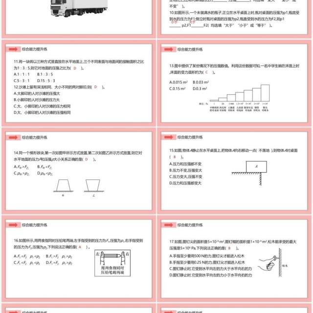 部编版八年级物理下册压强课件PPT模板