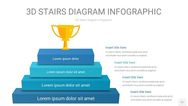 蓝绿色3D阶梯PPT图表11