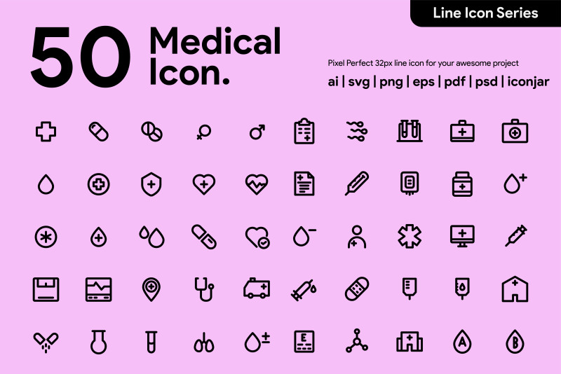 50个医疗线性图标素材50 Medical Line icon