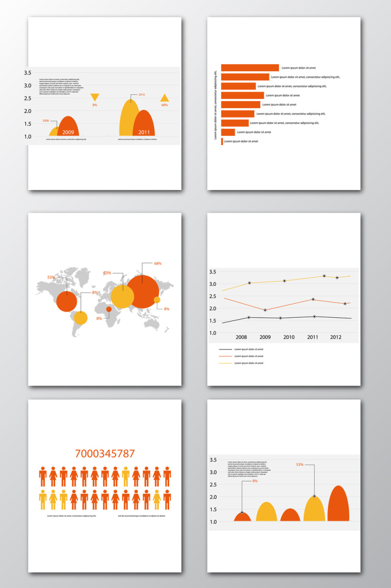 ppt红白图表矢量元素素材