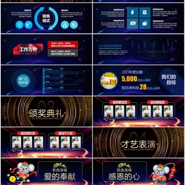 新征程再出发企业年终总结暨年会颁奖表彰大会宽屏PPT模板 新征程再出发企业年终总结暨年会颁奖表彰大会宽屏PPT模板