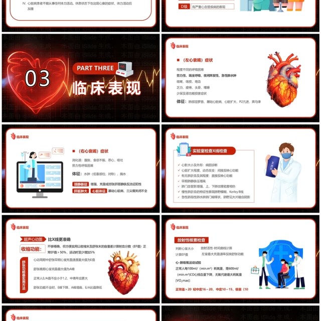 红色卡通风心力衰竭医疗汇报PPT模板