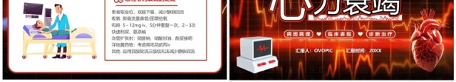 红色卡通风心力衰竭医疗汇报PPT模板 红色卡通风心力衰竭医疗汇报PPT模板
