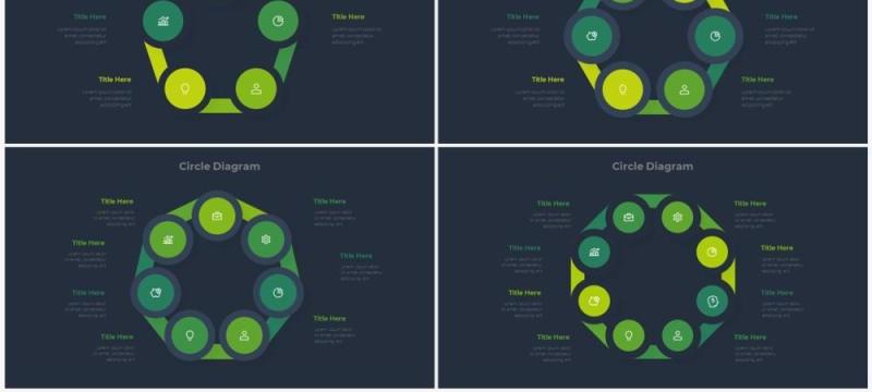 深色背景绿色流程结构图目录摘要并列信息图表PPT素材Infographic Green