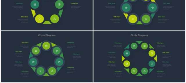 深色背景绿色流程结构图目录摘要并列信息图表PPT素材Infographic Green