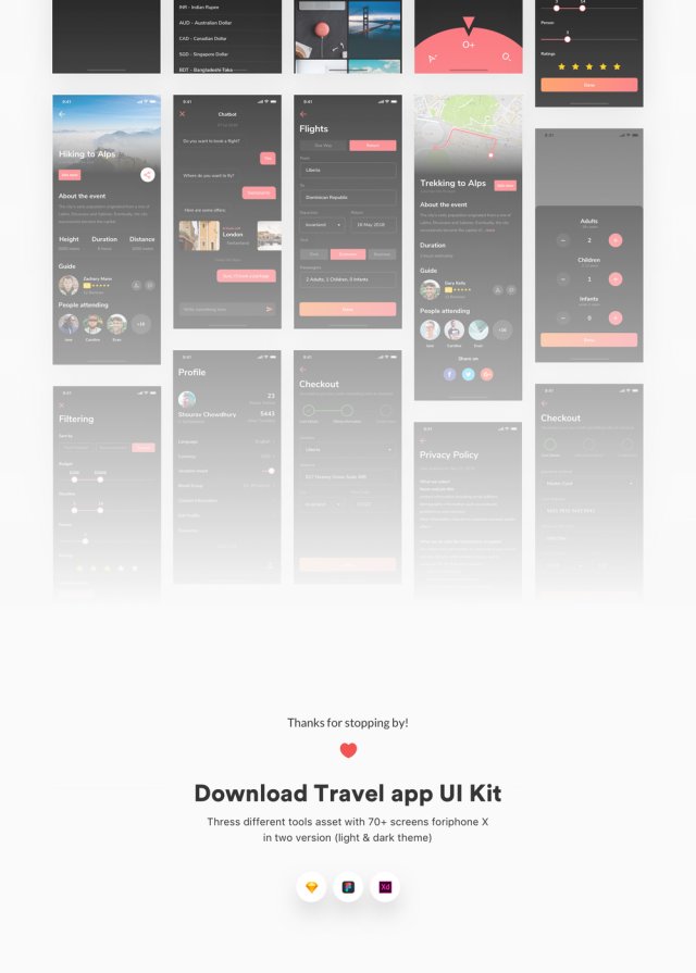 70多个iOS iPhone X屏幕,用于旅行应用程序屏幕,以提高您的工作流程。,Gauri Travel iOS UI套件 70多个iOS iPhone X屏幕,用于旅行应用程序屏幕,以提高您的工作流程。,Gauri Travel iOS UI套件