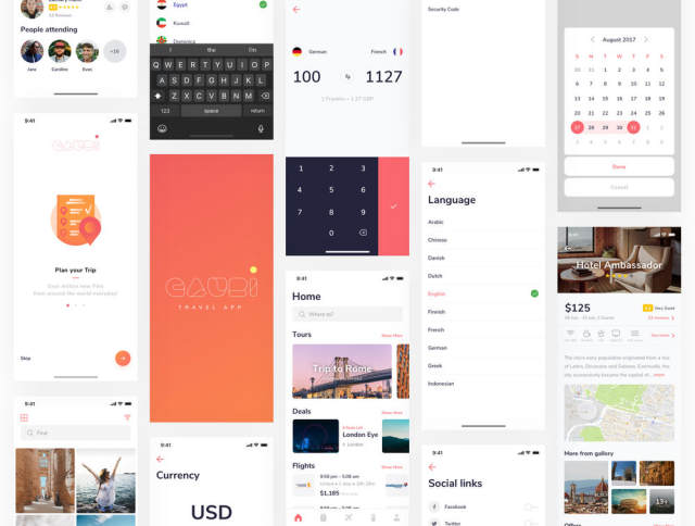 70多个iOS iPhone X屏幕,用于旅行应用程序屏幕,以提高您的工作流程。,Gauri Travel iOS UI套件 70多个iOS iPhone X屏幕,用于旅行应用程序屏幕,以提高您的工作流程。,Gauri Travel iOS UI套件