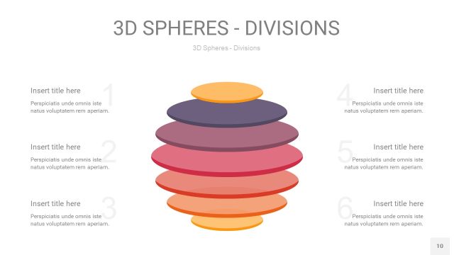 渐变橙色3D球体切割PPT信息图10