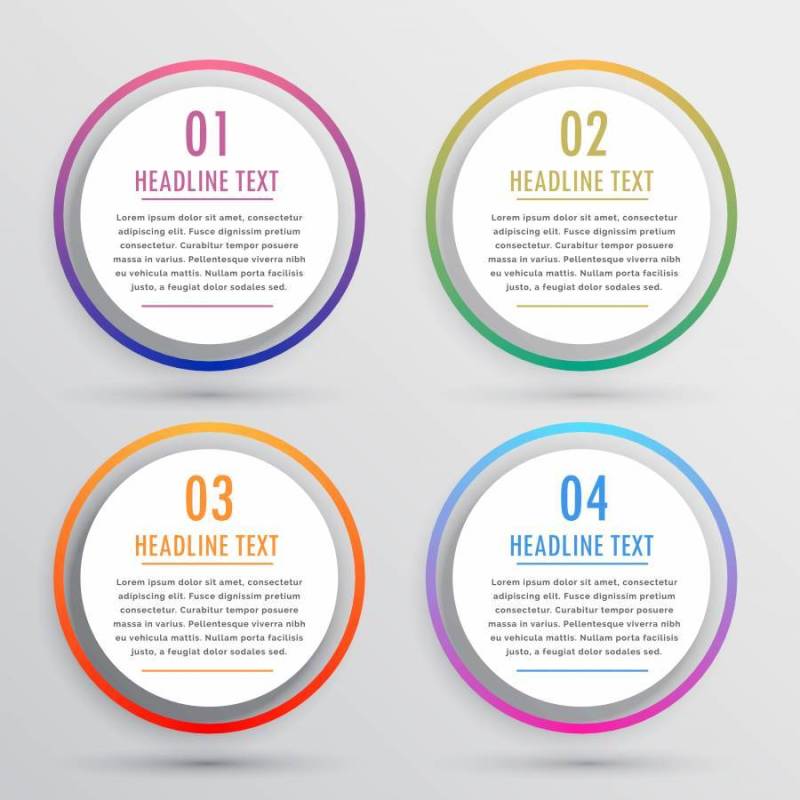 四个步骤的图表圆形选项