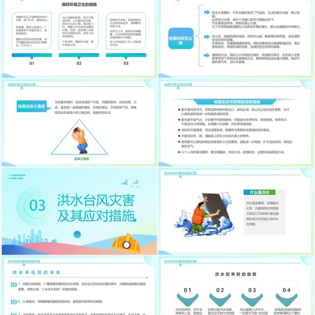 绿色简约风全国防灾减灾日宣传PPT模板