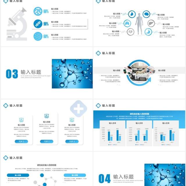 蓝色智慧医疗工作汇报PPT模板