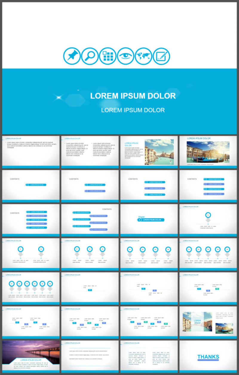 蓝色简约ppt模板