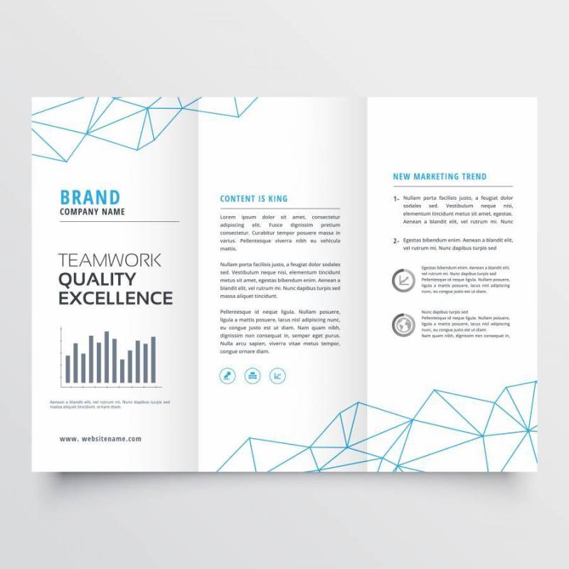 最小三栏式小册子设计模板为您的业务