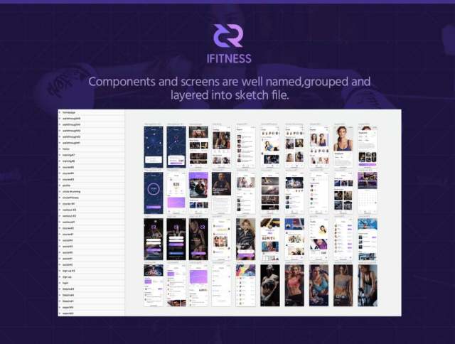 使用40多个屏幕分为8个热门类别iFITNESS UI Kit，加快您的移动应用设计工作流程