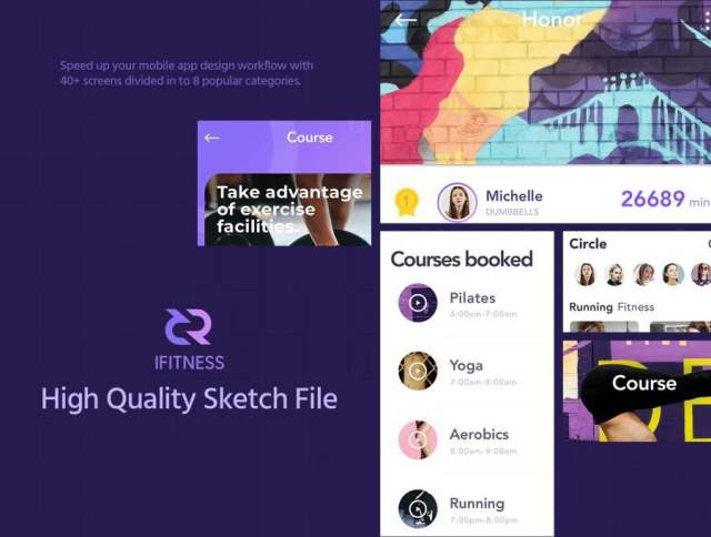 使用40多个屏幕分为8个热门类别iFITNESS UI Kit,加快您的移动应用设计工作流程 使用40多个屏幕分为8个热门类别iFITNESS UI Kit,加快您的移动应用设计工作流程