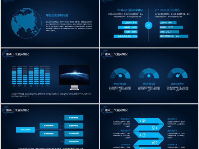 2018年大气蓝色科技年终总结PPT模板