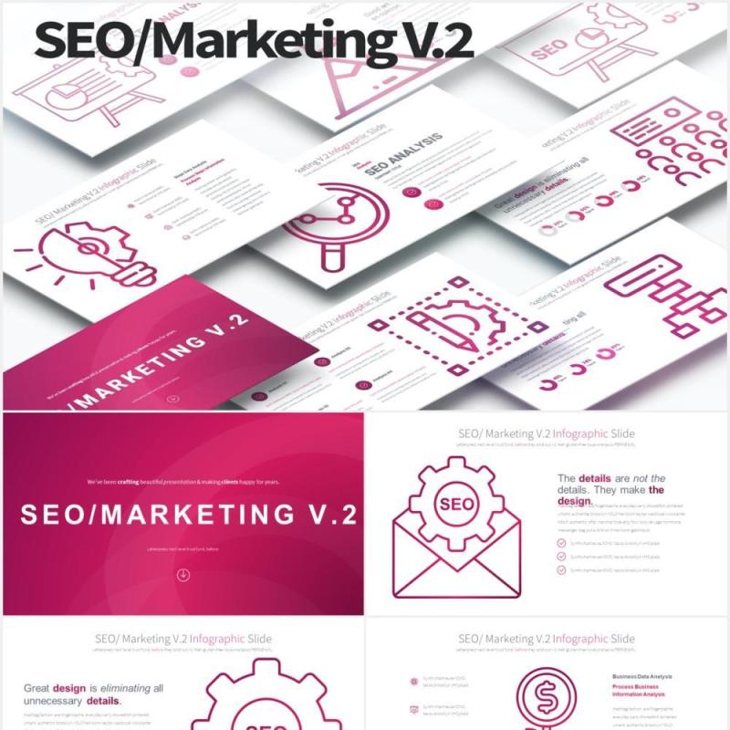 11套色系搜索引擎优化市场营销PPT素材SEO Marketing V.2 - PowerPoint Infographics