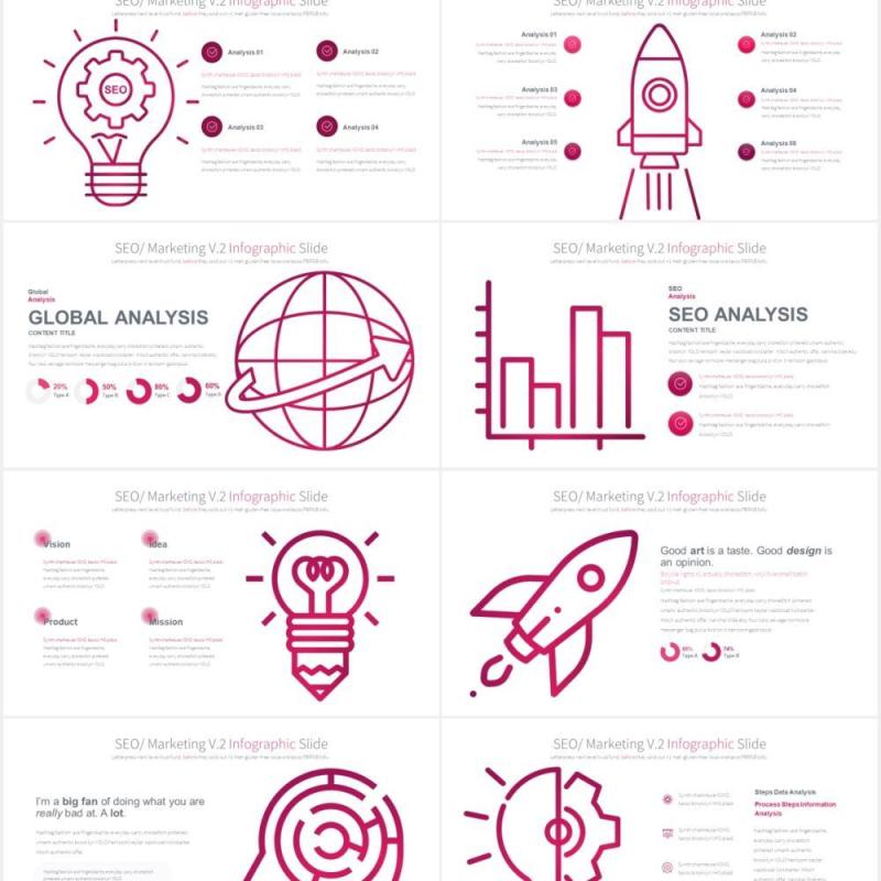 11套色系搜索引擎优化市场营销PPT素材SEO Marketing V.2 - PowerPoint Infographics