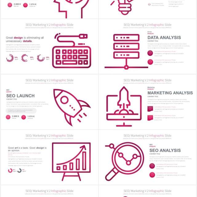 11套色系搜索引擎优化市场营销PPT素材SEO Marketing V.2 - PowerPoint Infographics