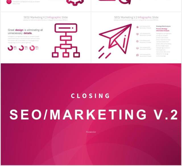 11套色系搜索引擎优化市场营销PPT素材SEO Marketing V.2 - PowerPoint Infographics