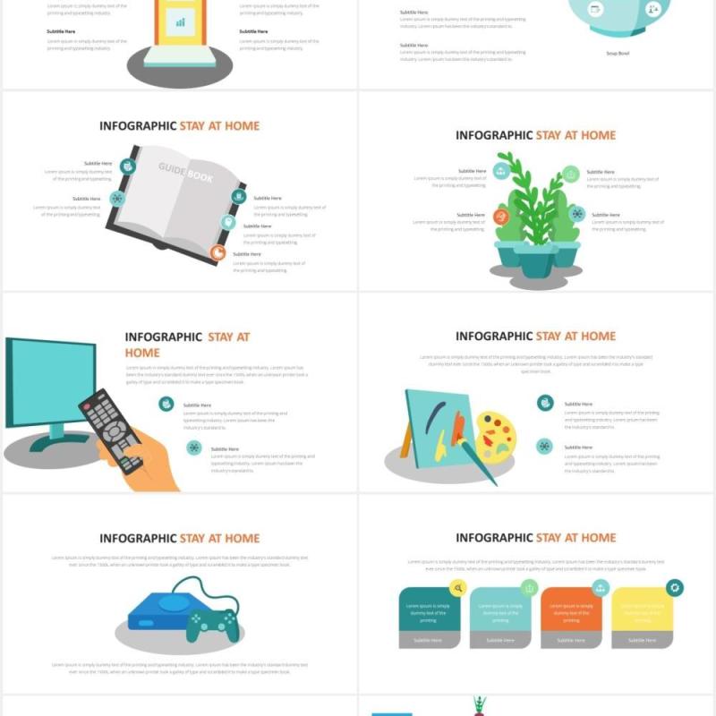 防控呆在家里居家信息图表PPT素材Stay At Home Infographic Powerpoint