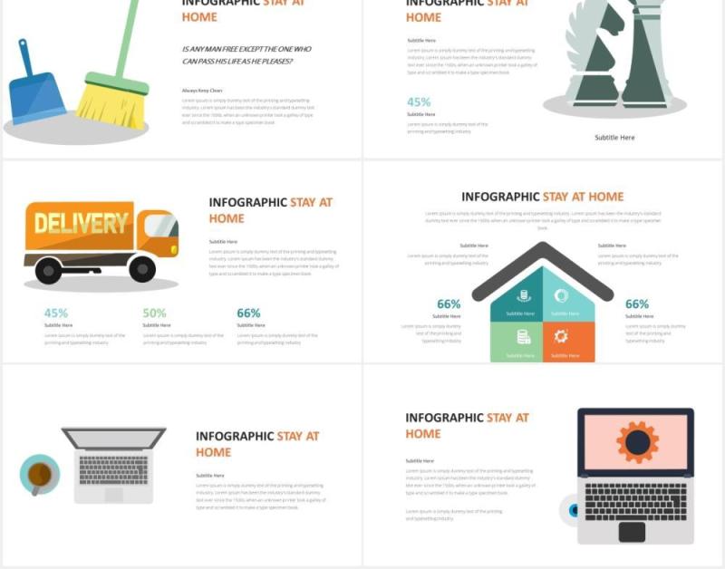 防控呆在家里居家信息图表PPT素材Stay At Home Infographic Powerpoint