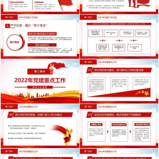红色国有企业党委工作总结及计划PPT模板 红色国有企业党委工作总结及计划PPT模板