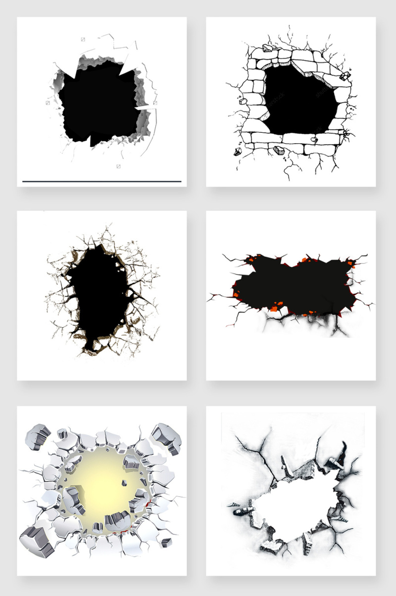 效果元素裂缝png素材