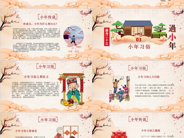 原创新年春节小年习俗传统文化民俗中国年PPT模板-版权可商用 原创新年春节小年习俗传统文化民俗中国年PPT模板-版权可商用