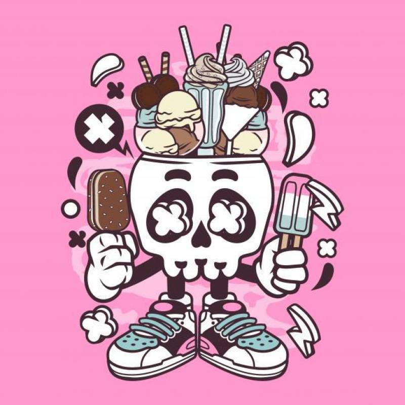 Ice Cream Skull Head Cartoon