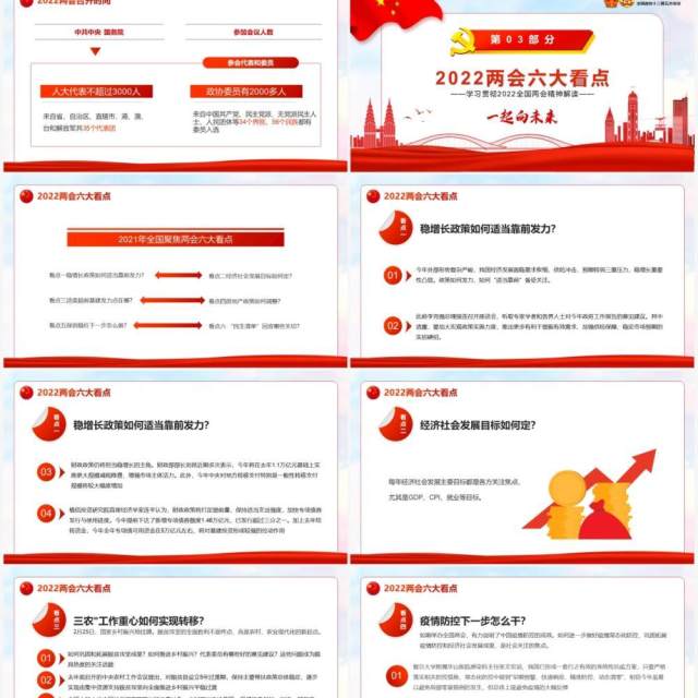 红色简约聚焦全国两会一起向未来PPT模板 红色简约聚焦全国两会一起向未来PPT模板