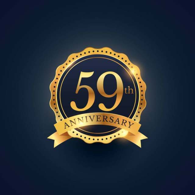 金色的59th周年庆典徽章标签