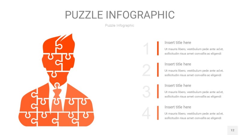 橘红色拼图PPT图表12