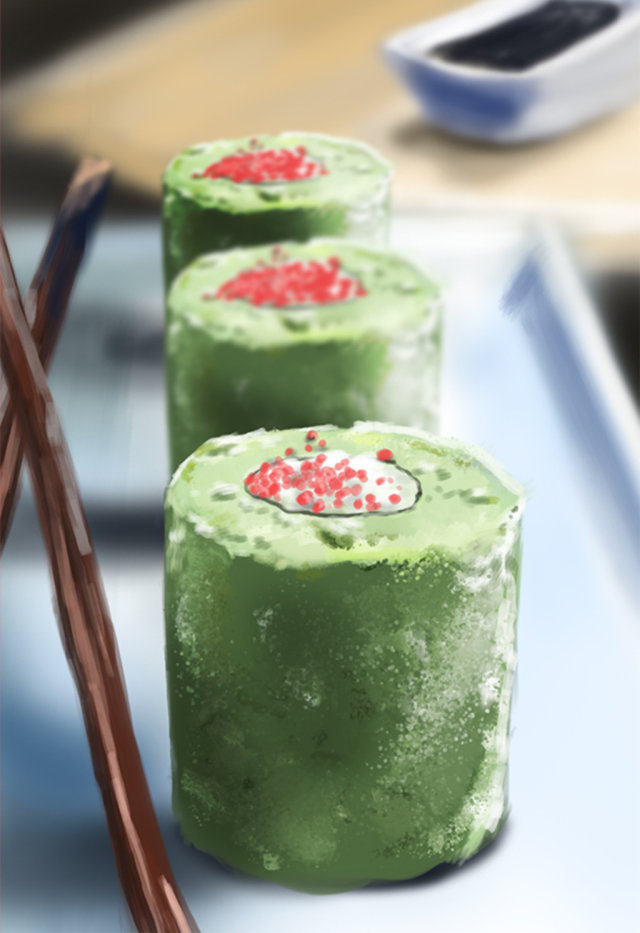 清新水彩手绘和风美食日式抹茶蛋糕插画 清新水彩手绘和风美食日式抹茶蛋糕插画
