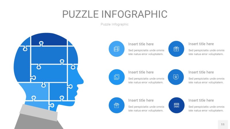 天蓝色拼图PPT图表11