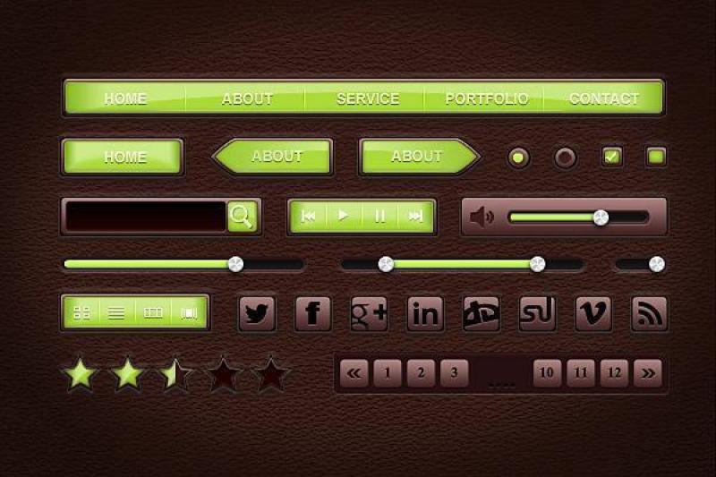 皮革风格UI设计PSD分层