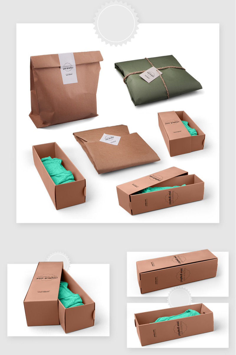 服装品牌衣服包装盒智能贴图样机素材