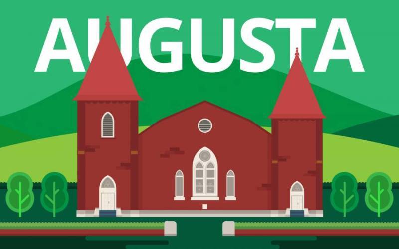 奥古斯塔城地标。奥古斯塔格鲁吉亚明信片插图。