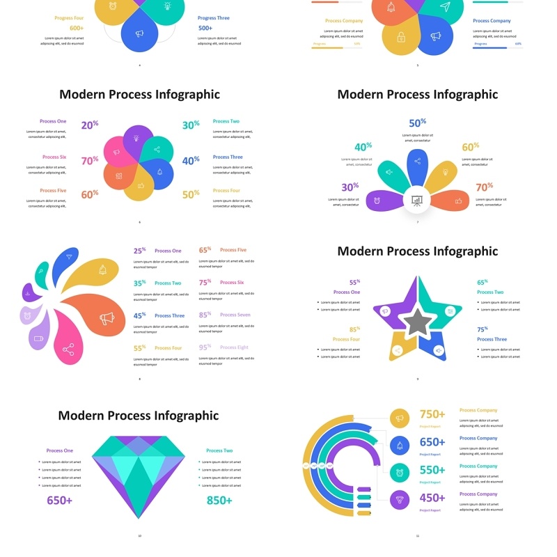 现代信息图表PPT模板Modern Process Infographic - Presentation Template