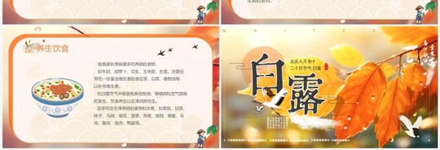 橙色插画风二十四节气之白露PPT模板 橙色插画风二十四节气之白露PPT模板