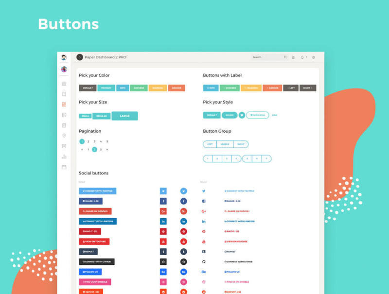 仪表板 - 适用于XD，Sketch，Figma和Photoshop，Paper Dashboard 2 PRO