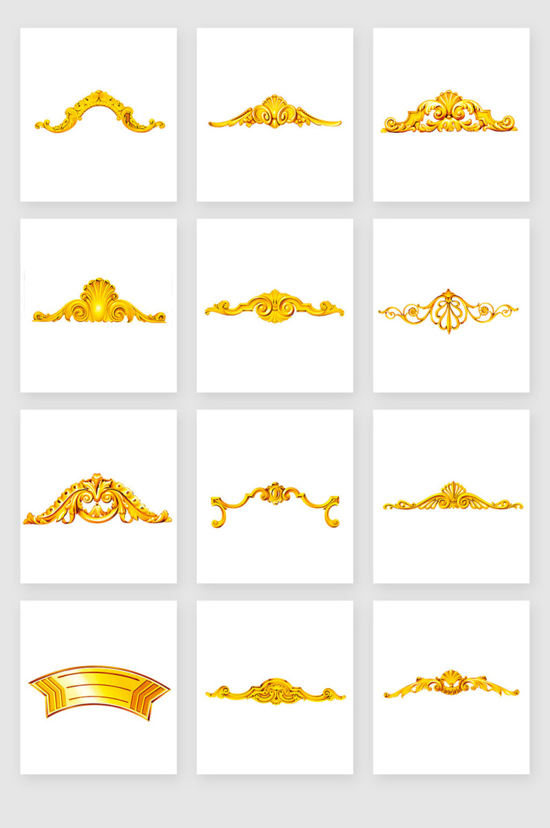 高清免抠黄金欧式装饰花纹