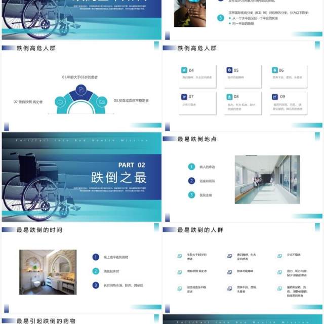 蓝色简约风跌倒坠床健康宣教PPT模板 蓝色简约风跌倒坠床健康宣教PPT模板