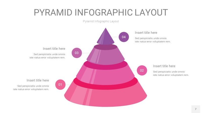 粉紫色3D金字塔PPT信息图表7