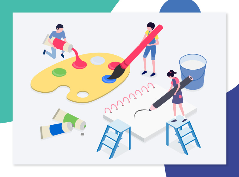 UI设计2.5D工作学习场景立体三维插画作品网页插图APP素材(15)