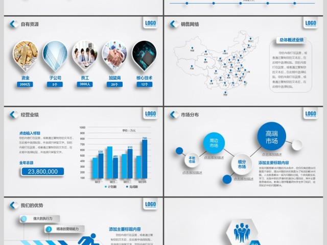 2017年蓝色立体公司介绍通用PPT模板