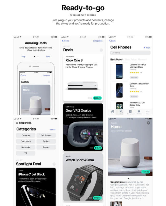 适用于Sketch,Photoshop和XD的完整iOS 11电子商务UI工具包,购物狂iOS 11 适用于Sketch,Photoshop和XD的完整iOS 11电子商务UI工具包,购物狂iOS 11