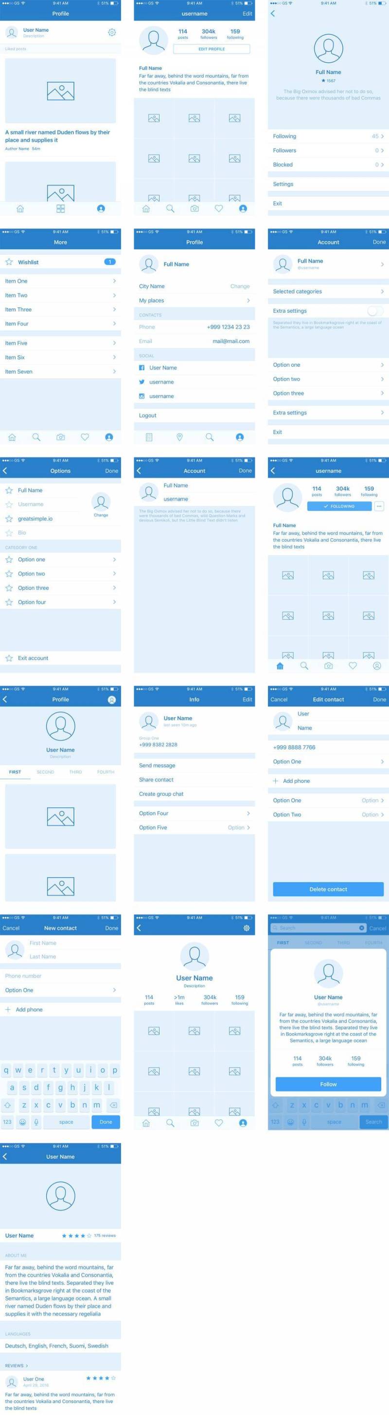 Platforma 个人资料界面线框