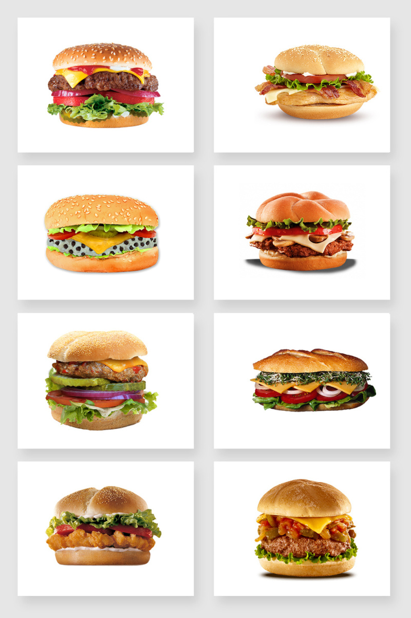 容易发胖的汉堡免抠图设计素材